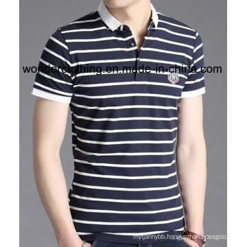 Wholesale Fitted Superior Quality Stripe Fashion Cotton Men′s Polo T Shirt